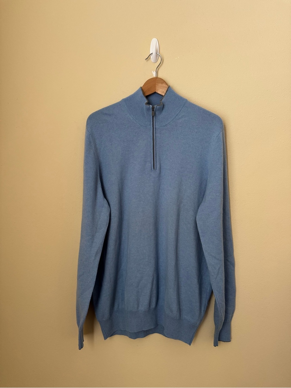 Brunello Cucinelli 100% Cashmere Quarter Zip Sweater Light Blue 56